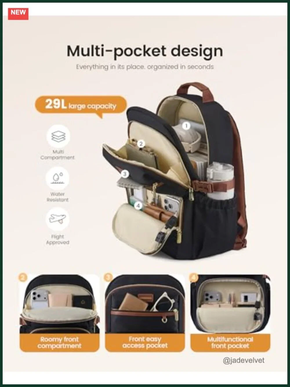 Laptop Backpack with Giant Tumbler Pocket - Water-Resistant Travel Daypack